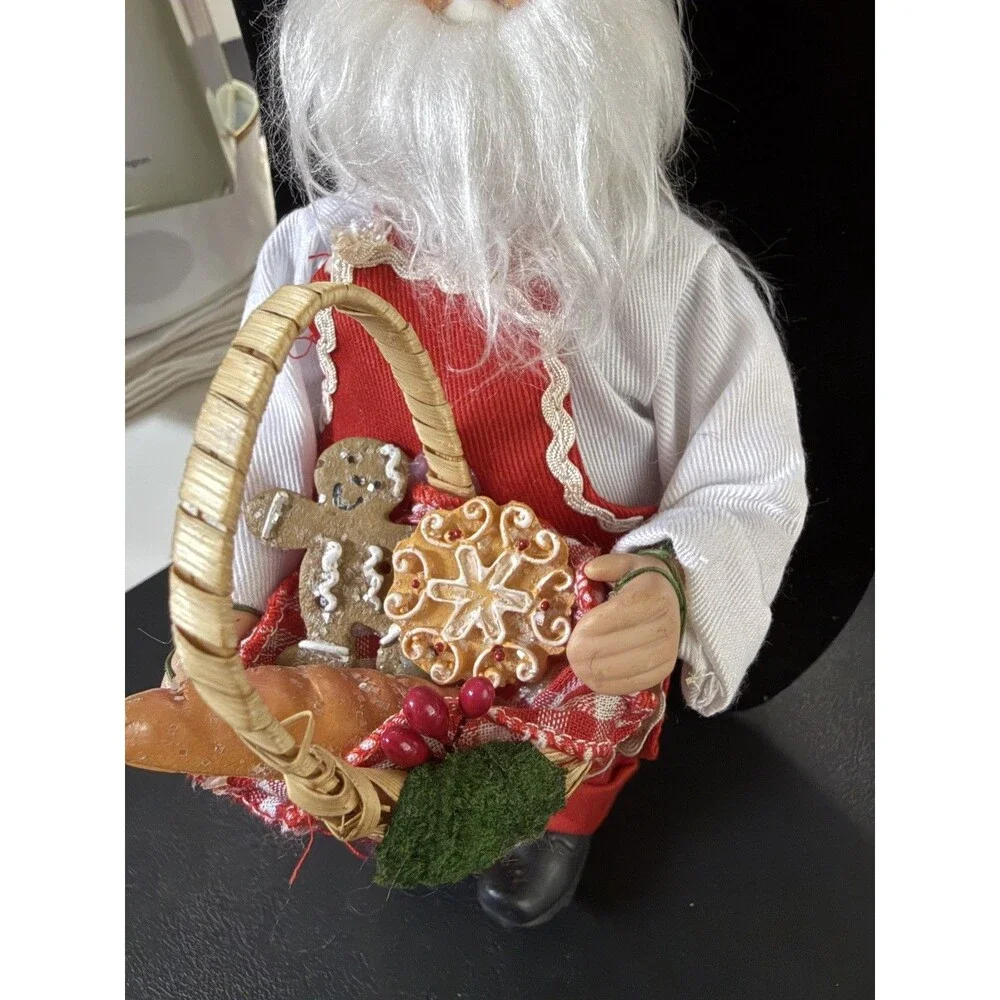 Gingerbread Cookie Baker Chef Santa Claus Figure Christmas 9 in Vintage Ornament